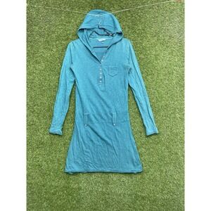FATFACE Cardigan Womens 8 Hooded Relaxed Lounge Open Front Hoodie Dress Blue